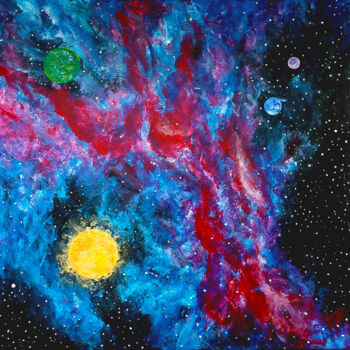 Pittura intitolato "spazio cosmico" da Enrico Torricelli, Opera d'arte originale, Acrilico Montato su Telaio per barella in…