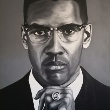 Pintura titulada "Denzel Washington -…" por Enrique Escolar Hernández, Obra de arte original, Oleo Montado en Bastidor de ca…