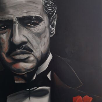 「Godfather」というタイトルの絵画 Enrique Escolar Hernándezによって, オリジナルのアートワーク, オイル ウッドストレッチャーフレームにマウント