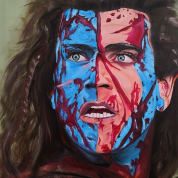 Painting titled "William Wallace" by Enrique Escolar Hernández, Original Artwork, Oil Mounted on Wood Stretcher frame