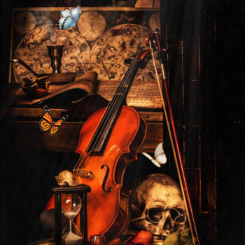 Fotografia intitolato "Vanitas, Violin &am…" da Enrique Reyes, Opera d'arte originale, Fotografia digitale