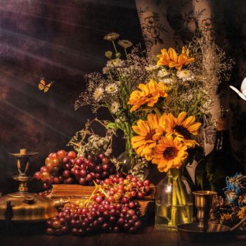 Fotografia intitolato "Still Life Flowers…" da Enrique Reyes, Opera d'arte originale, Light Painting