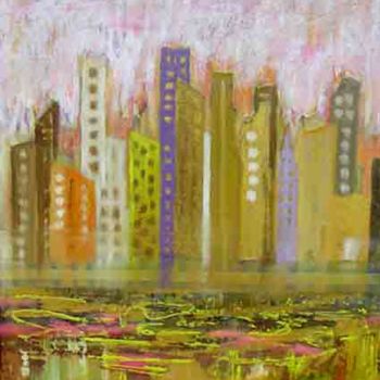 Pintura titulada "Amanece la ciudad" por Enrique Galindo Bonilla, Obra de arte original