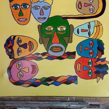 Peinture intitulée "MIS NIETOS" par Enrique Hofman, Œuvre d'art originale, Acrylique