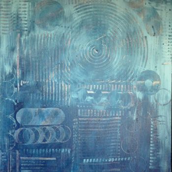 Malerei mit dem Titel "analog blue" von Emarmar, Original-Kunstwerk, Acryl