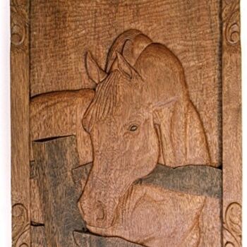 Escultura intitulada "cavalo no piquete" por Kin, Obras de arte originais