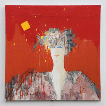Картина под названием "In rosso" - Enzo Archetti, Подлинное произведение искусства, Акрил Установлен на Деревянная рама для…
