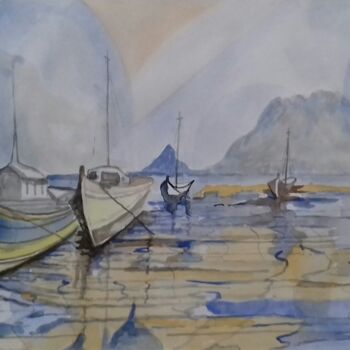 Pintura intitulada "Sul Golfo" por Enzo Cadeddu (Cadenzo), Obras de arte originais, Aquarela