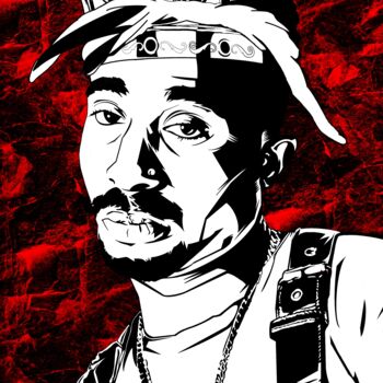 Цифровое искусство под названием "Tupac" - Enzo Loureiro, Подлинное произведение искусства, Цифровая живопись