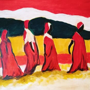 Pittura intitolato "Donne del deserto" da Enzo Martano, Opera d'arte originale, Acrilico