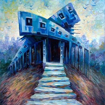 Painting titled "Stone Temple of bows" by Epimitreus, Original Artwork, Oil