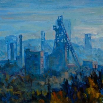 Painting titled "The iron mountains" by Epimitreus, Original Artwork, Oil