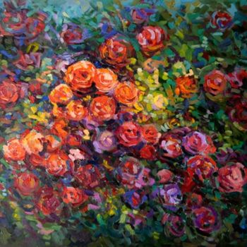 Painting titled "Roses" by Epimitreus, Original Artwork, Oil