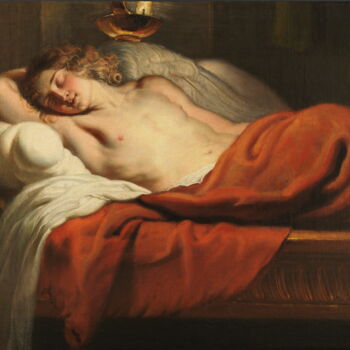 "L'Amour endormi" başlıklı Tablo Érasme Quellin Le Jeune tarafından, Orijinal sanat, Petrol