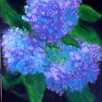 Pintura intitulada "Blue Hydrangeas" por Robert Berrigan, Obras de arte originais