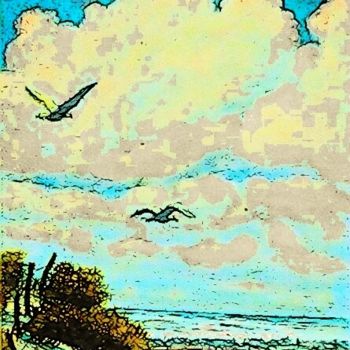Pittura intitolato "Lonely Beach" da Robert Berrigan, Opera d'arte originale