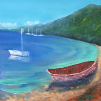 Pintura intitulada "An Old Boat" por Erdal Bölükbaşı, Obras de arte originais, Óleo
