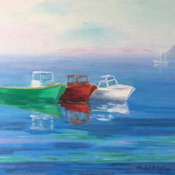 "Three Boats at Gümü…" başlıklı Tablo Erdal Bölükbaşı tarafından, Orijinal sanat, Petrol