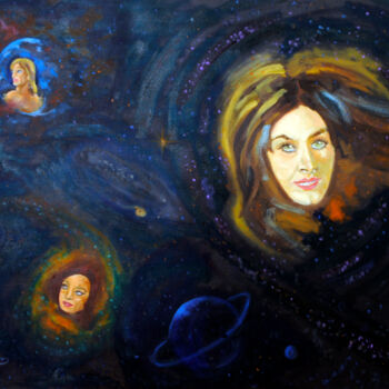 Painting titled "Three Women" by Erdal Bölükbaşı, Original Artwork, Oil
