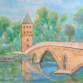 Pintura titulada "Fatih Köprüsü ve Ad…" por Erdal Bölükbaşı, Obra de arte original, Oleo