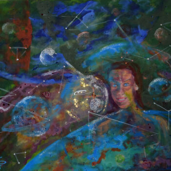 Peinture intitulée "Smile to Universe" par Erdal Bölükbaşı, Œuvre d'art originale, Acrylique