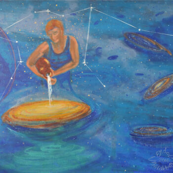 Peinture intitulée "Aquarius Constellat…" par Erdal Bölükbaşı, Œuvre d'art originale, Acrylique