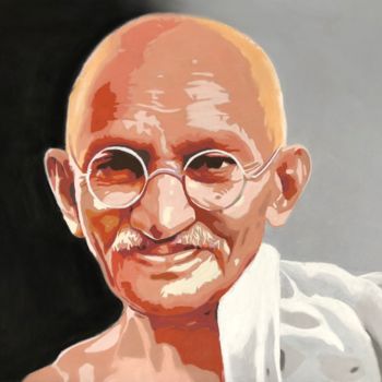 Dessin intitulée "Gandhi" par Erdna Andre, Œuvre d'art originale, Pastel