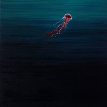 Peinture intitulée "La méduse des abyss…" par Erealpha, Œuvre d'art originale, Acrylique Monté sur Châssis en bois