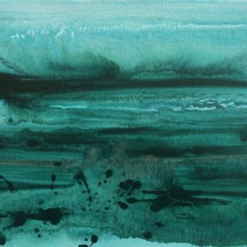 「aqua Study 1」というタイトルの絵画 Erealphaによって, オリジナルのアートワーク, アクリル ウッドストレッチャーフレームにマウント