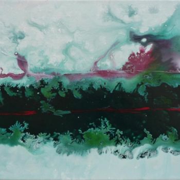 제목이 "Aqua Study 2"인 미술작품 Erealpha로, 원작, 아크릴 나무 들것 프레임에 장착됨