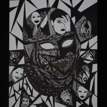 Dessin intitulée "Masquerade" par Eric Amiel, Œuvre d'art originale