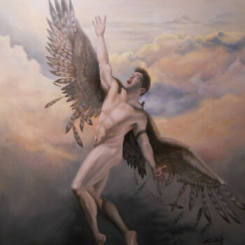 Painting titled "The Flight of Icarus" by Eric Armusik, Original Artwork, Oil