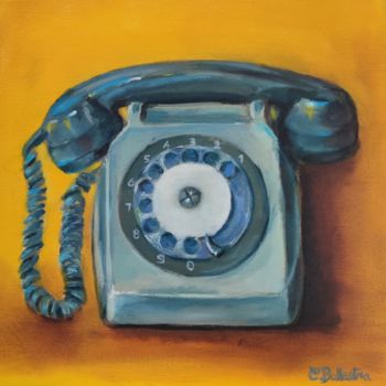 Painting titled "Le téléphone" by Eric Ballestra, Original Artwork, Oil