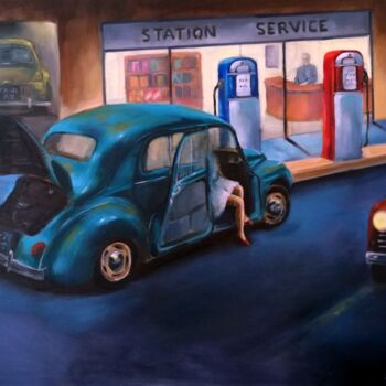 Painting titled "La station" by Eric Ballestra, Original Artwork, Oil