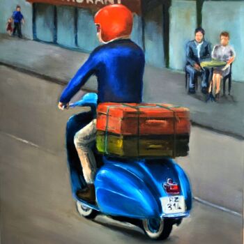 Pintura intitulada "Sur la route" por Eric Ballestra, Obras de arte originais, Óleo