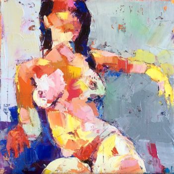 Pittura intitolato "Femme assise" da Eric Bertagnoli, Opera d'arte originale, Olio