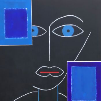 Painting titled "Bleu" by Eric Bertrand, Original Artwork, Acrylic