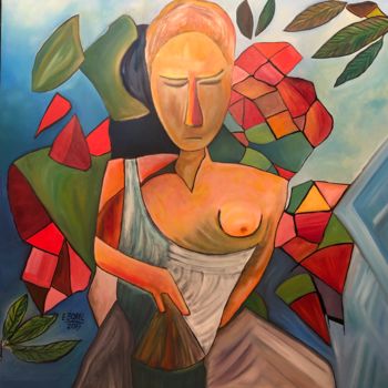 Peinture intitulée "La Vierge aux seins…" par Eric Borel, Œuvre d'art originale, Huile