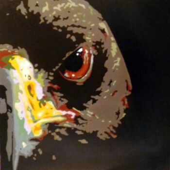 Painting titled "Aigle" by Eric Bourdon, Original Artwork, Oil