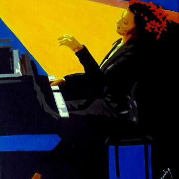 Painting titled "pianiste" by Eric Bourdon, Original Artwork, Oil