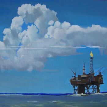Painting titled "Oil rig off the She…" by Eric Burgess-Ray, Original Artwork, Oil