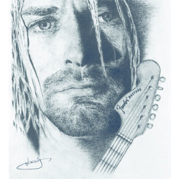 Drawing titled "Kirt Cobain Poster…" by Eric Chapon, Original Artwork, Pencil