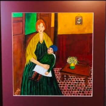 Peinture intitulée "Woman with Child" par Eric Chattell, Œuvre d'art originale, Acrylique
