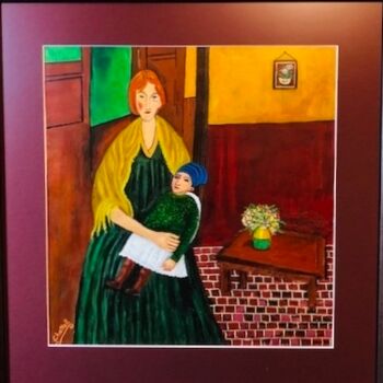 Painting titled "Woman with Child" by Eric Chattell, Original Artwork, Acrylic