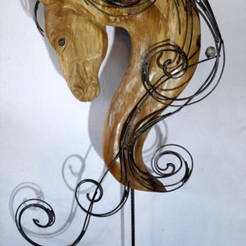 Skulptur mit dem Titel "e-clavel-cheval2175…" von Eric Clavel, Original-Kunstwerk, Holz