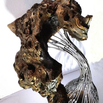 Sculpture titled "champignon-b-e-clav…" by Eric Clavel, Original Artwork, Wood