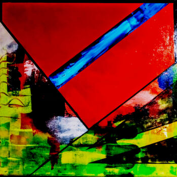 Malarstwo zatytułowany „Red flag” autorstwa Eric Daude, Oryginalna praca, Akryl Zamontowany na Drewniana rama noszy