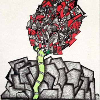 Drawing titled "Breaking Through th…" by Krmdabstracts, Original Artwork, Ink