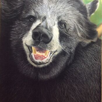Pittura intitolato "L’ours à collier." da Eric Delesalle, Opera d'arte originale, Pastello