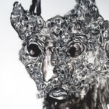 Dessin intitulée "le diable andouille" par Eric Demelis, Œuvre d'art originale, Acrylique
